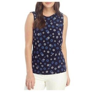 Anne Klein‎ Women Sleeveless Blouse Side Gather Floral Print L